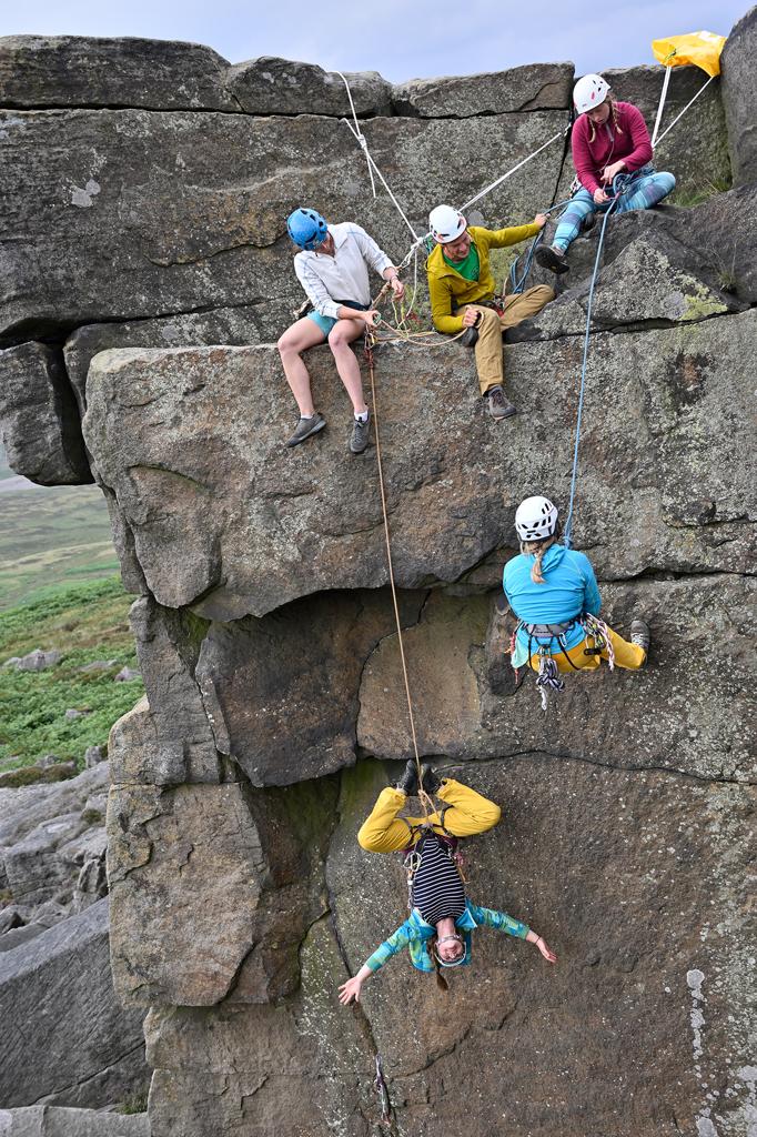 Ladies learning rescue techniques at the 2019 Women's Trad Festival
